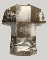 Big & Tall Men's Daily Casual Coffee Gradient Plaid Letter Printed Round Neck Short Sleeve T-Shirt